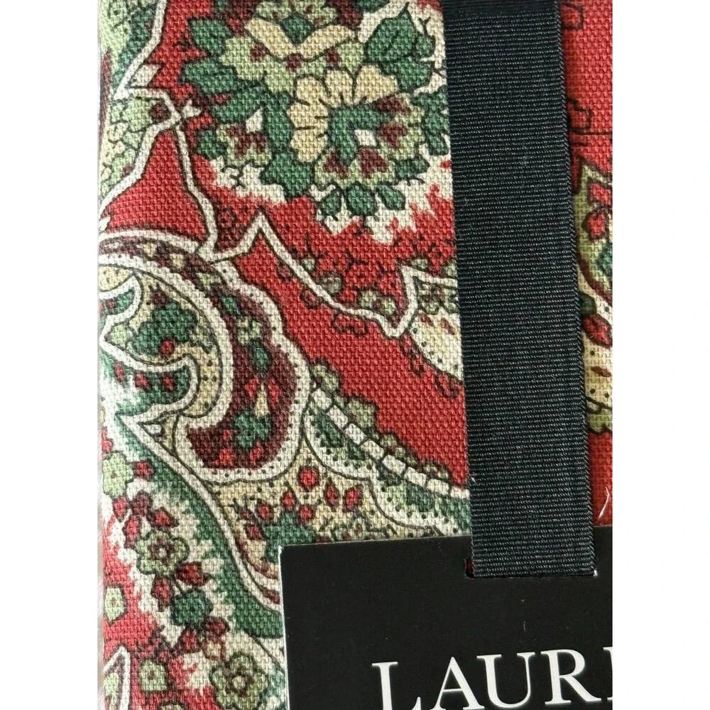 Ralph Lauren Christmas Jacobean Paisley Napkins Fabric Holiday Red Set Of 4